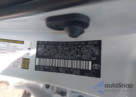 2024 Toyota Corolla Hybrid Le from USA, damaged, VIN JTDBCMFE9R3050417